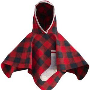 Pook Pookie Hooded Poncho Red Plaid Toddler Youth Polar Fleece Cape Medium